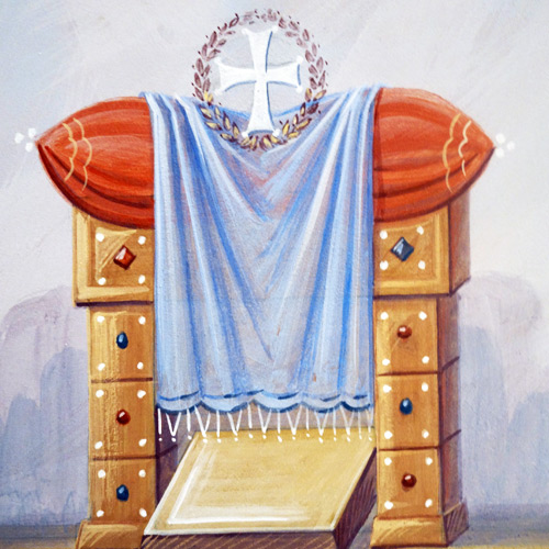 Престолы в росписи баптистерия символзириуют апостолов